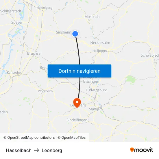 Hasselbach to Leonberg map