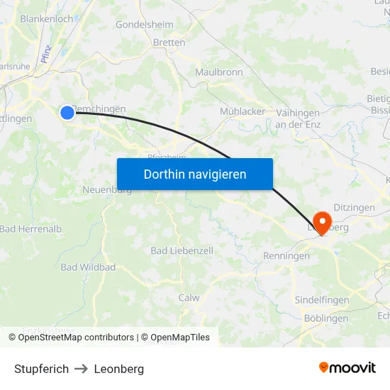 Stupferich to Leonberg map