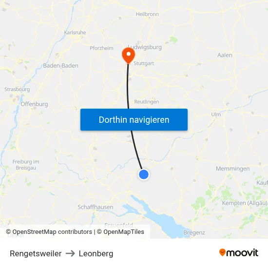 Rengetsweiler to Leonberg map