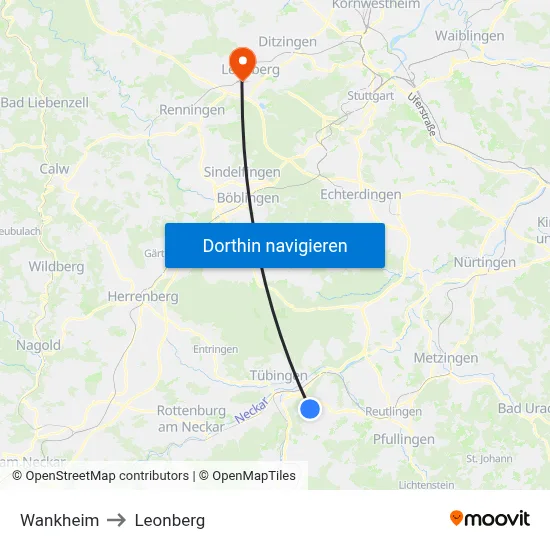 Wankheim to Leonberg map