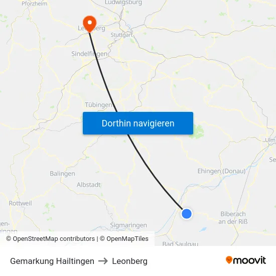 Gemarkung Hailtingen to Leonberg map