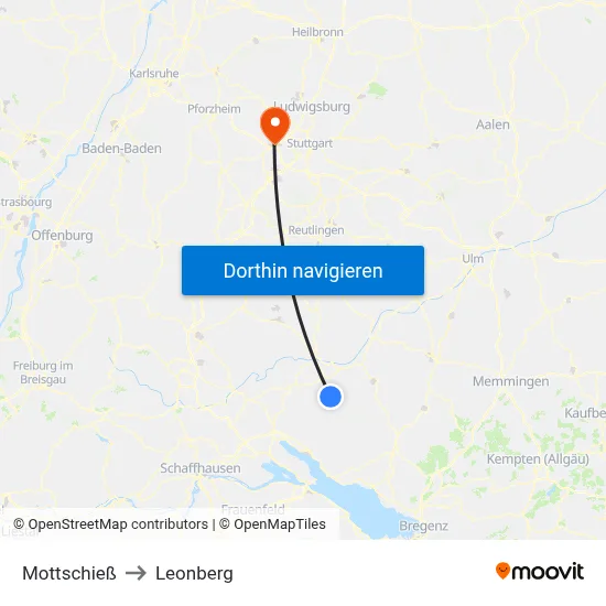 Mottschieß to Leonberg map
