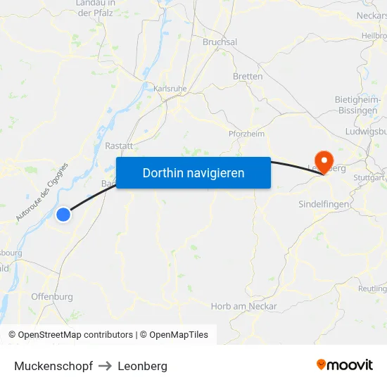 Muckenschopf to Leonberg map