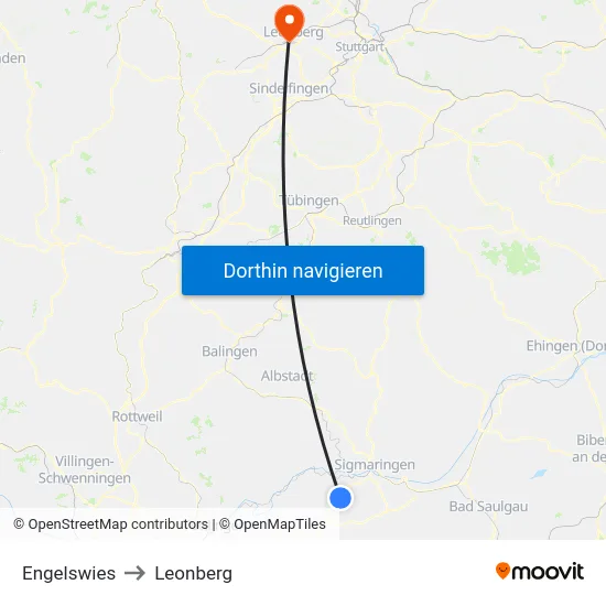 Engelswies to Leonberg map