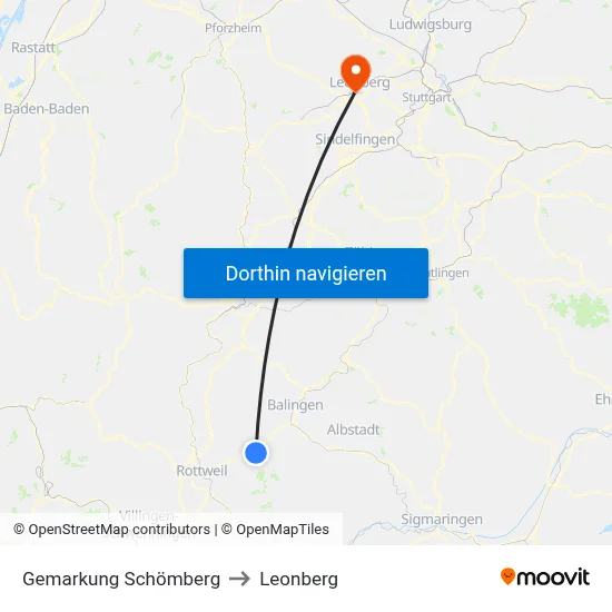 Gemarkung Schömberg to Leonberg map