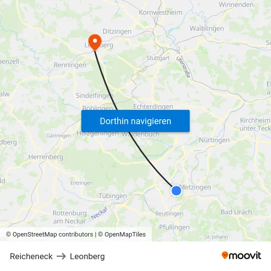 Reicheneck to Leonberg map