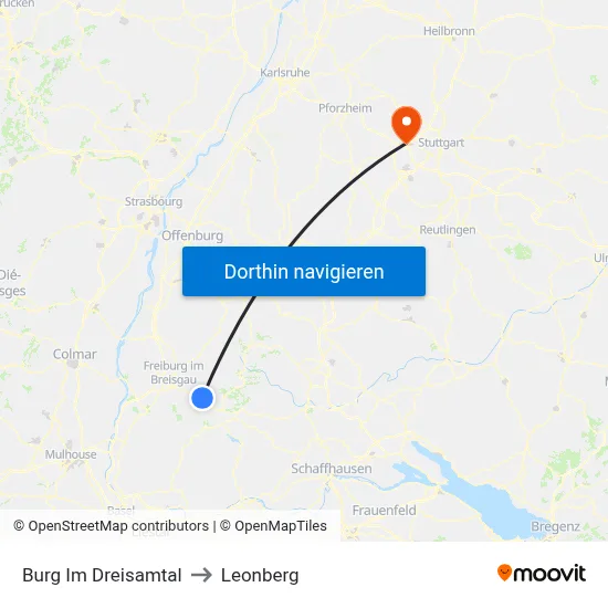 Burg Im Dreisamtal to Leonberg map