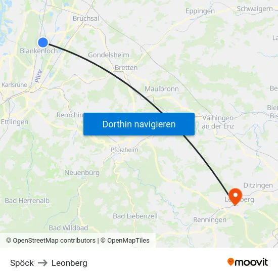 Spöck to Leonberg map