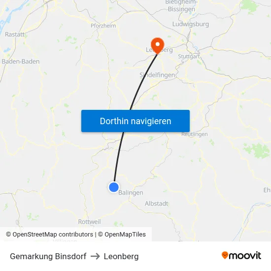 Gemarkung Binsdorf to Leonberg map