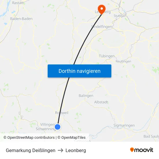 Gemarkung Deißlingen to Leonberg map