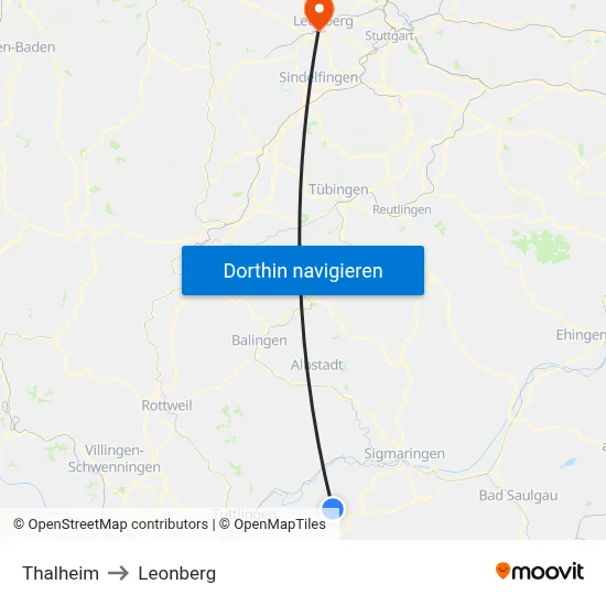 Thalheim to Leonberg map