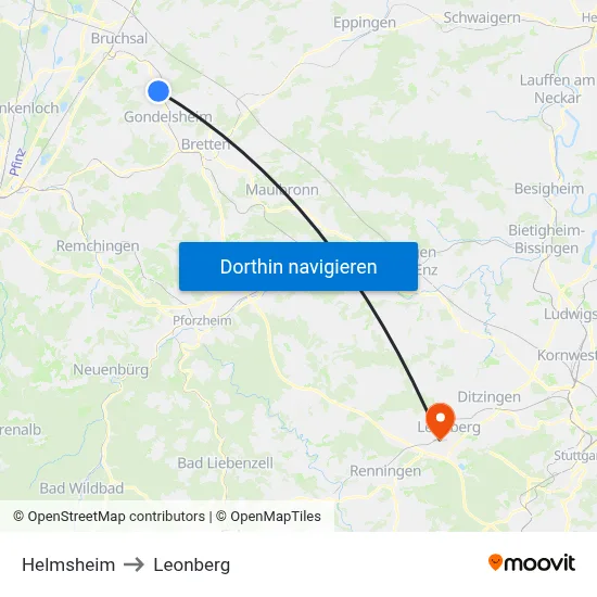 Helmsheim to Leonberg map