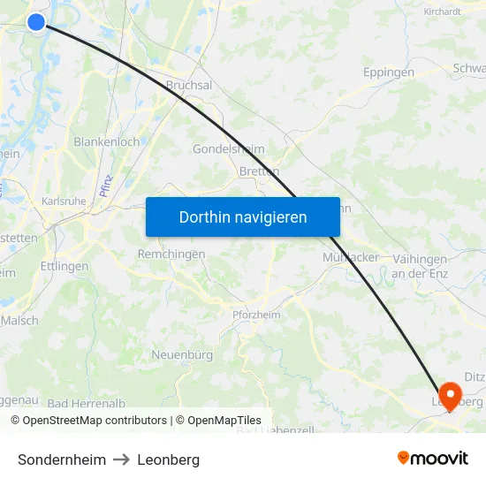 Sondernheim to Leonberg map