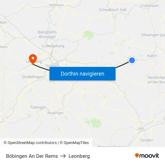 Böbingen An Der Rems to Leonberg map