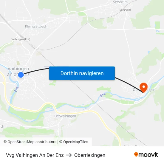 Vvg Vaihingen An Der Enz to Oberriexingen map