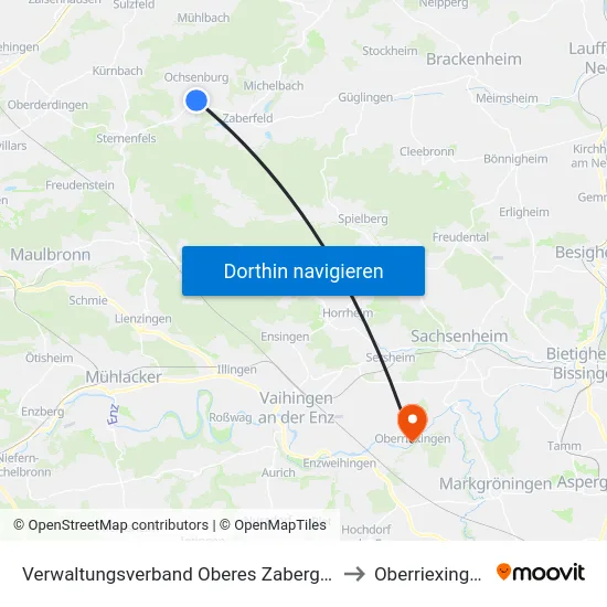 Verwaltungsverband Oberes Zabergäu to Oberriexingen map