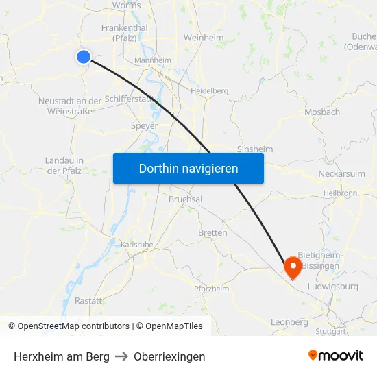 Herxheim am Berg to Oberriexingen map