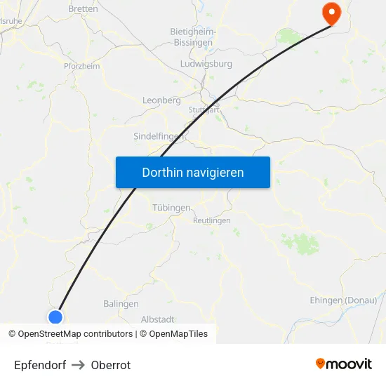 Epfendorf to Oberrot map