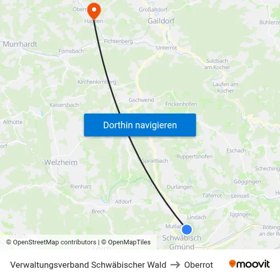 Verwaltungsverband Schwäbischer Wald to Oberrot map