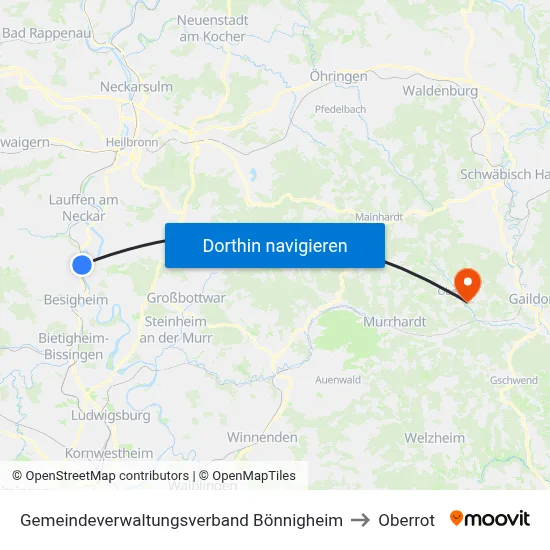 Gemeindeverwaltungsverband Bönnigheim to Oberrot map