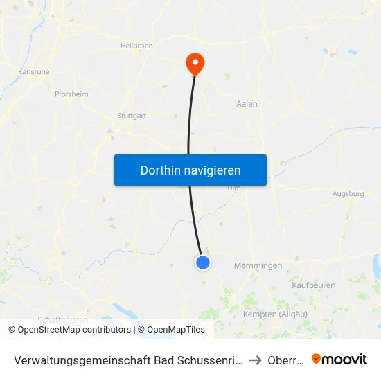 Verwaltungsgemeinschaft Bad Schussenried to Oberrot map