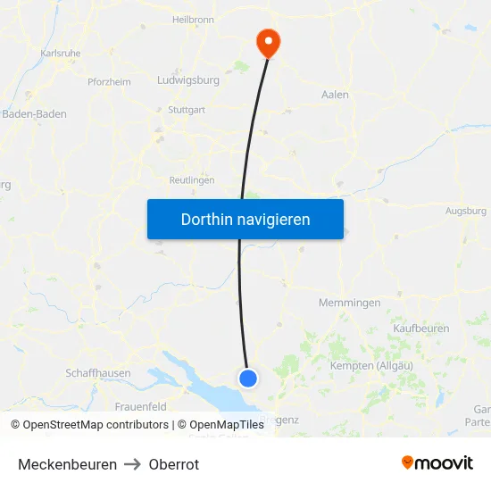Meckenbeuren to Oberrot map