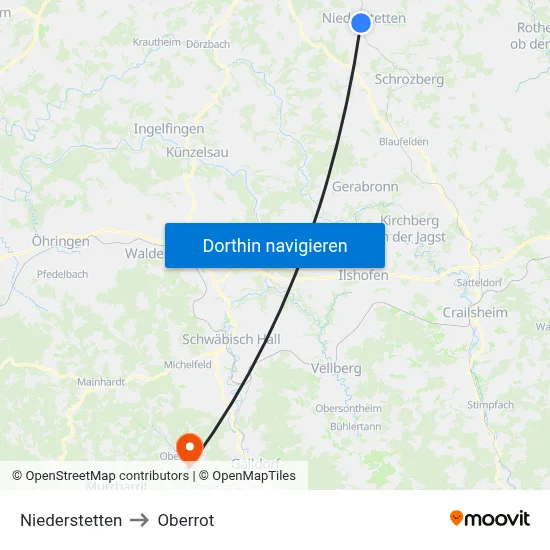 Niederstetten to Oberrot map