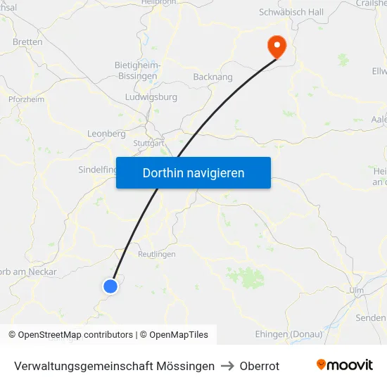 Verwaltungsgemeinschaft Mössingen to Oberrot map