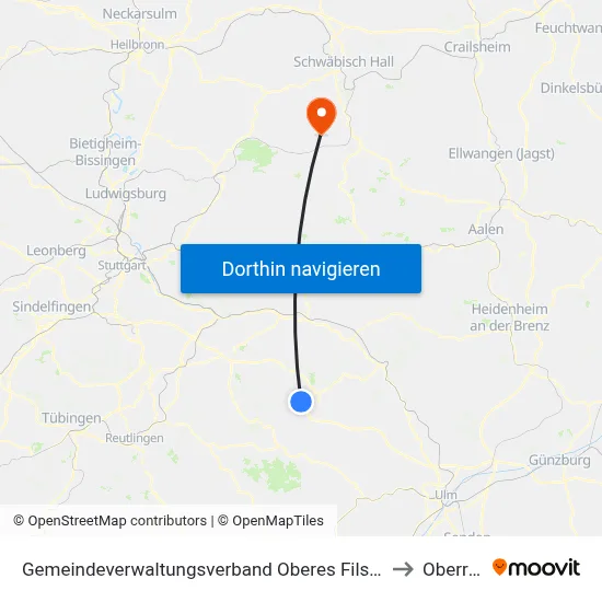 Gemeindeverwaltungsverband Oberes Filstal to Oberrot map