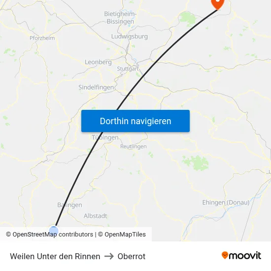 Weilen Unter den Rinnen to Oberrot map