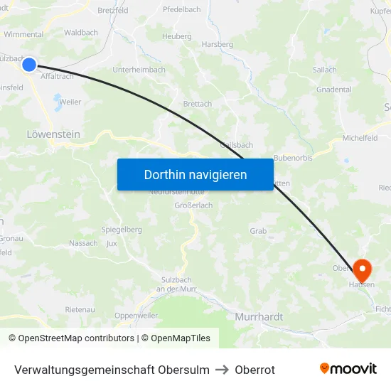Verwaltungsgemeinschaft Obersulm to Oberrot map
