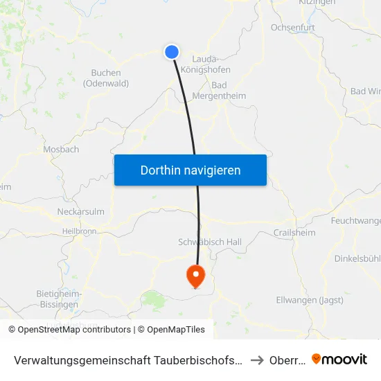 Verwaltungsgemeinschaft Tauberbischofsheim to Oberrot map