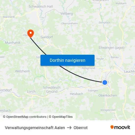 Verwaltungsgemeinschaft Aalen to Oberrot map