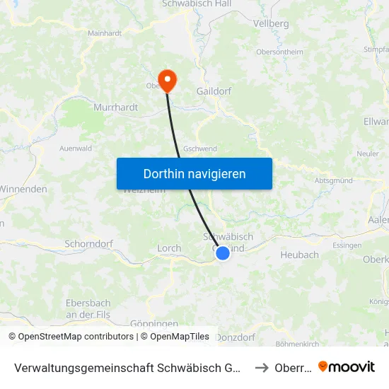 Verwaltungsgemeinschaft Schwäbisch Gmünd to Oberrot map