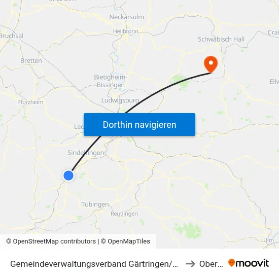 Gemeindeverwaltungsverband Gärtringen/Ehningen to Oberrot map