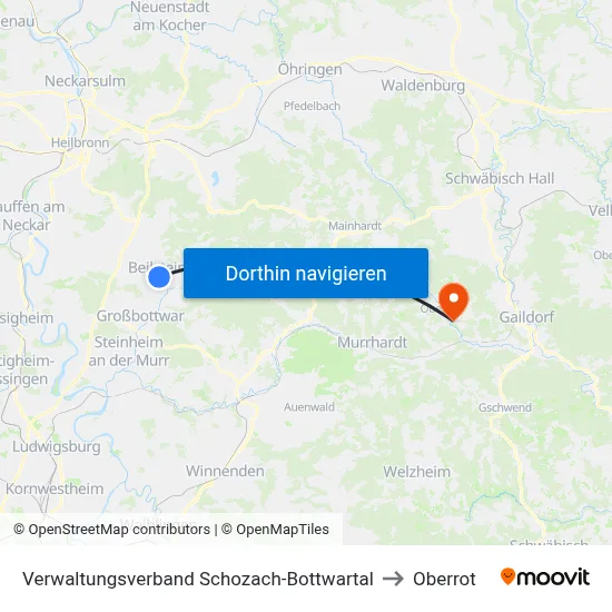 Verwaltungsverband Schozach-Bottwartal to Oberrot map