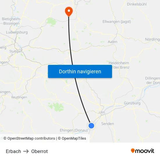 Erbach to Oberrot map