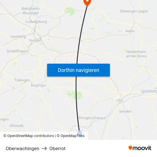 Oberwachingen to Oberrot map