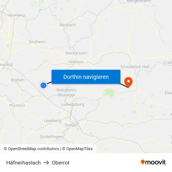 Häfnerhaslach to Oberrot map