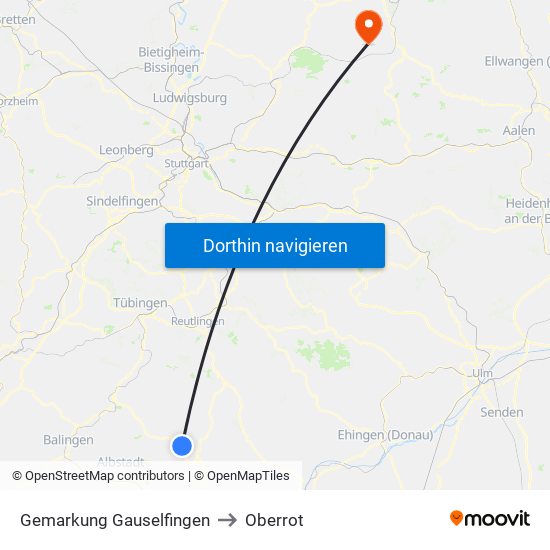 Gemarkung Gauselfingen to Oberrot map