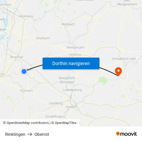 Rinklingen to Oberrot map