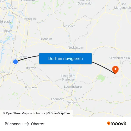 Büchenau to Oberrot map