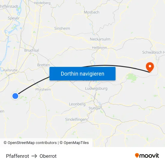 Pfaffenrot to Oberrot map