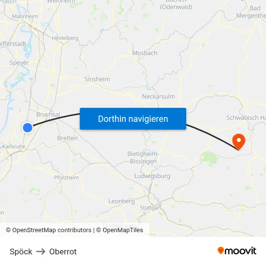 Spöck to Oberrot map