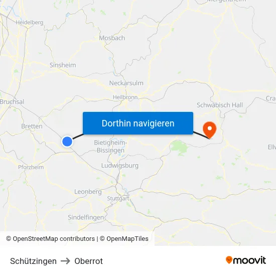 Schützingen to Oberrot map