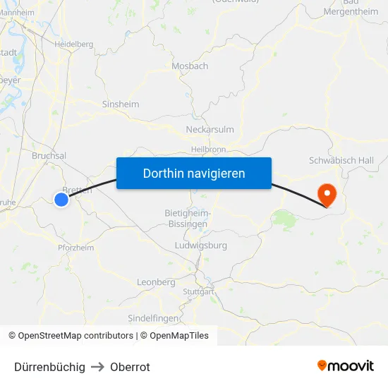 Dürrenbüchig to Oberrot map