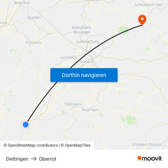 Dettingen to Oberrot map