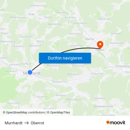 Murrhardt to Oberrot map