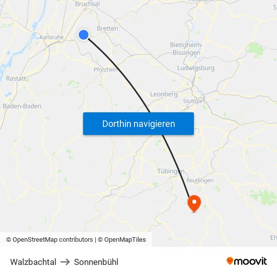 Walzbachtal to Sonnenbühl map