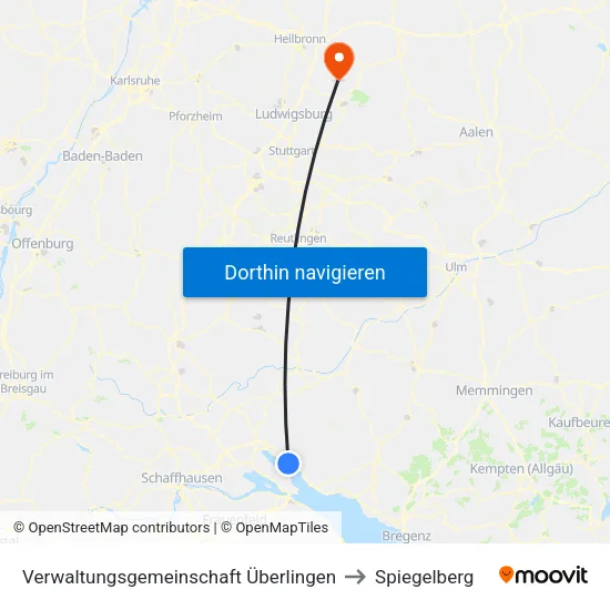 Verwaltungsgemeinschaft Überlingen to Spiegelberg map